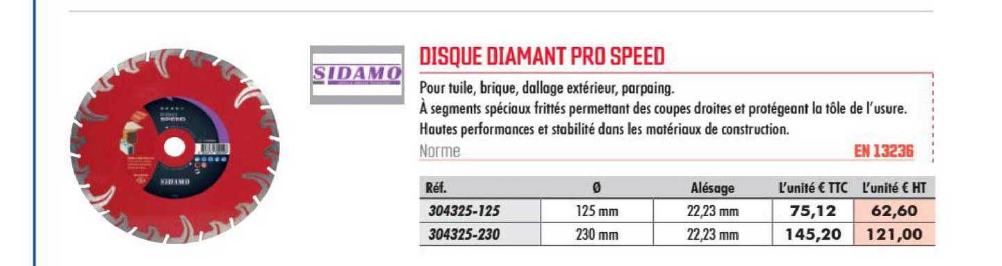 disque diamant pro speed sidamo