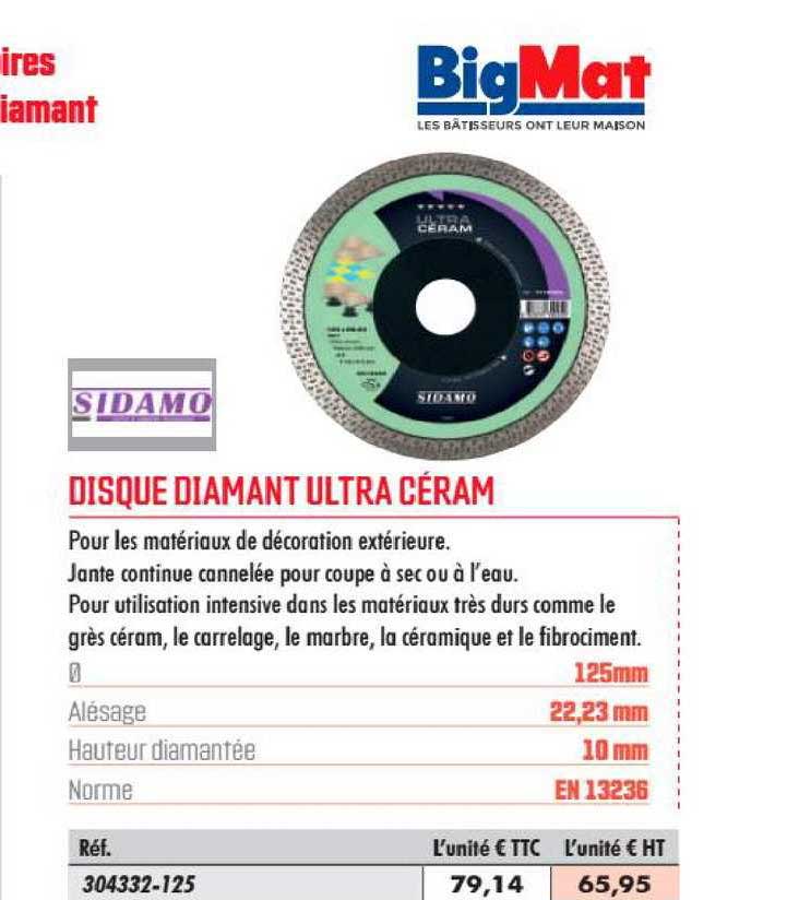 disque diamant ultra céram sidamo