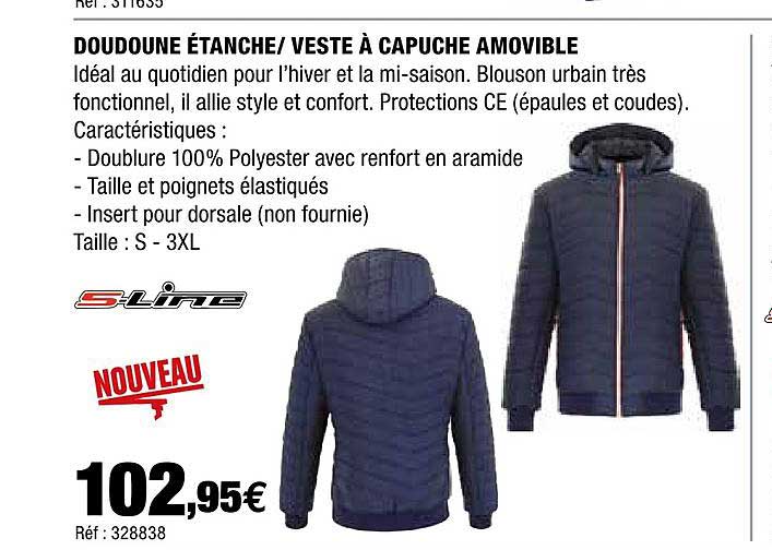 doudoune étanche - veste à capuche amovible s-line