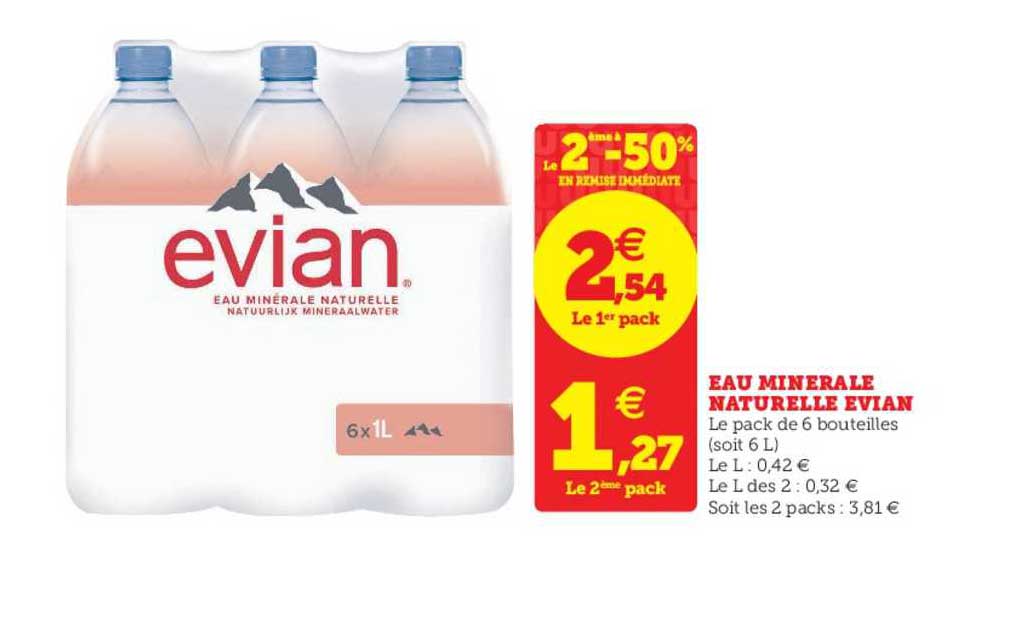 Eau Minerale Naturelle Evian Le 2ème à -50%
