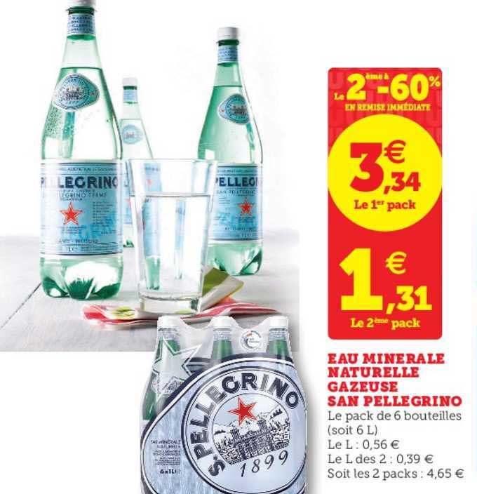 eau minérale naturelle gazeuse san pellegrino le 2ème à -60% en remise immédiate