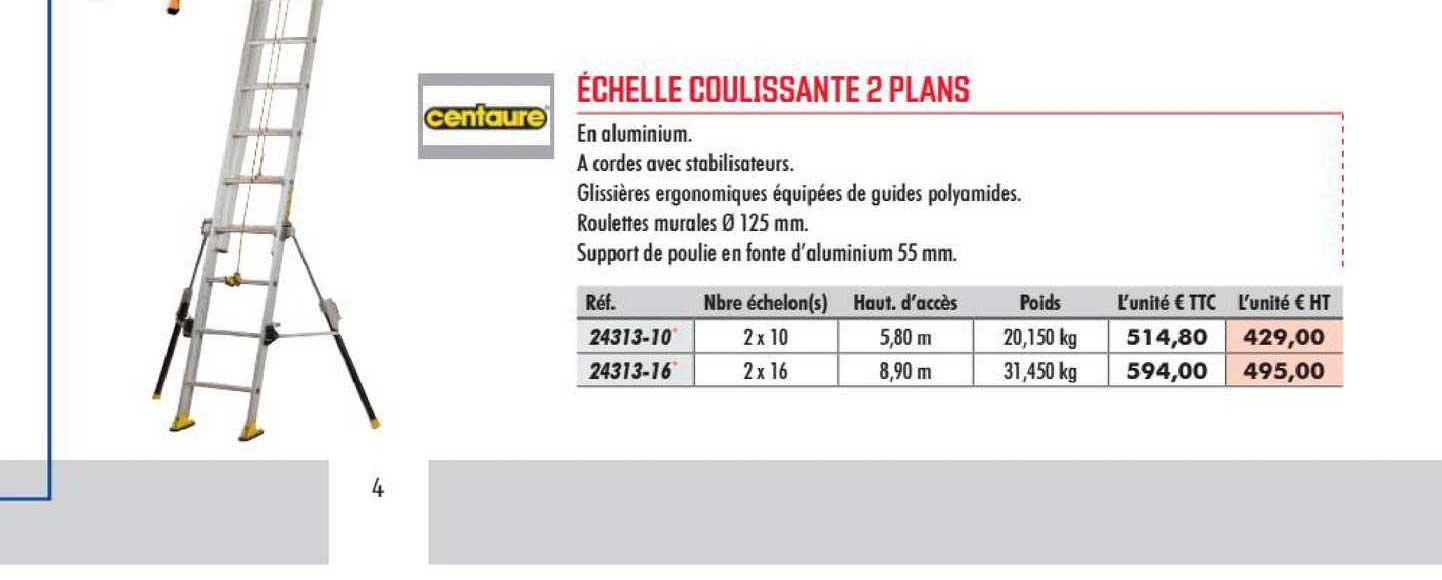 échelle coulissante 2 plans