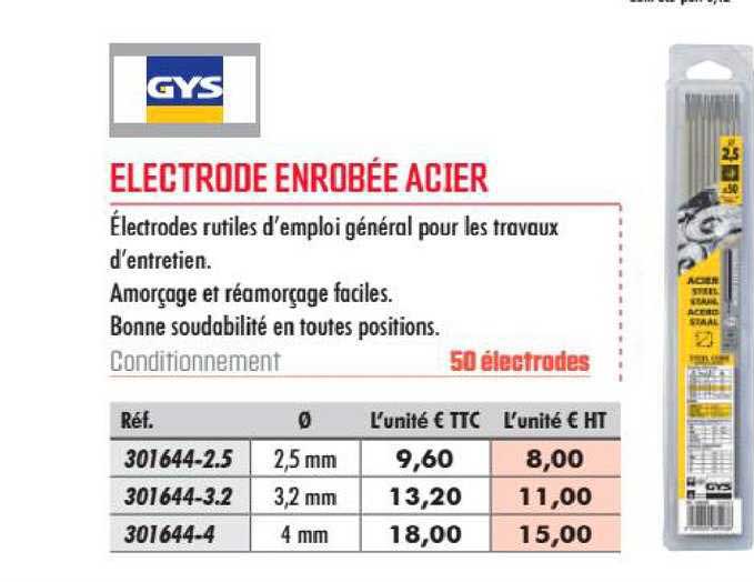 électrode enrobée acier gys
