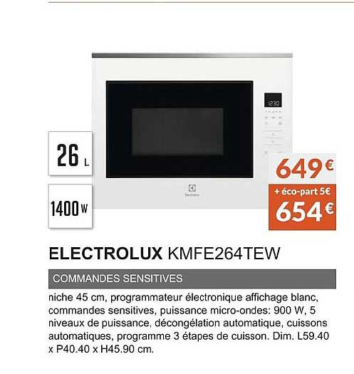 Electrolux Kmfe264tew Commandes Sensitives