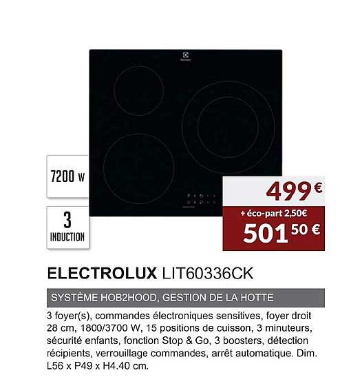 electrolux lit60336ck système hob2hood gestion de la hotte