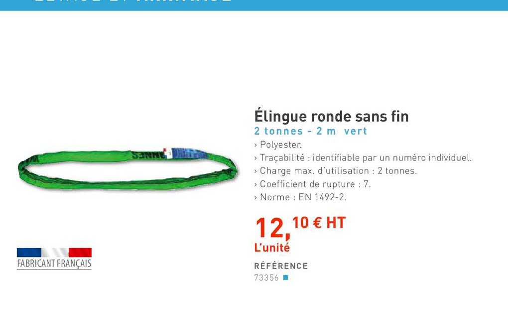 élingue ronde sans fin 2 tonnes 2 m vert