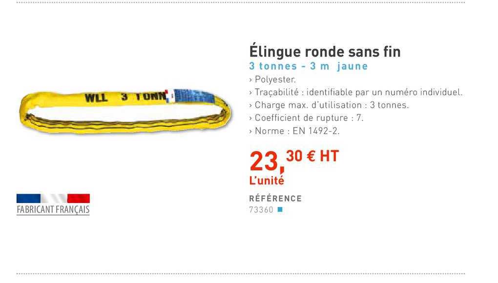 élingue ronde sans fin 3 tonnes 3 m jaune