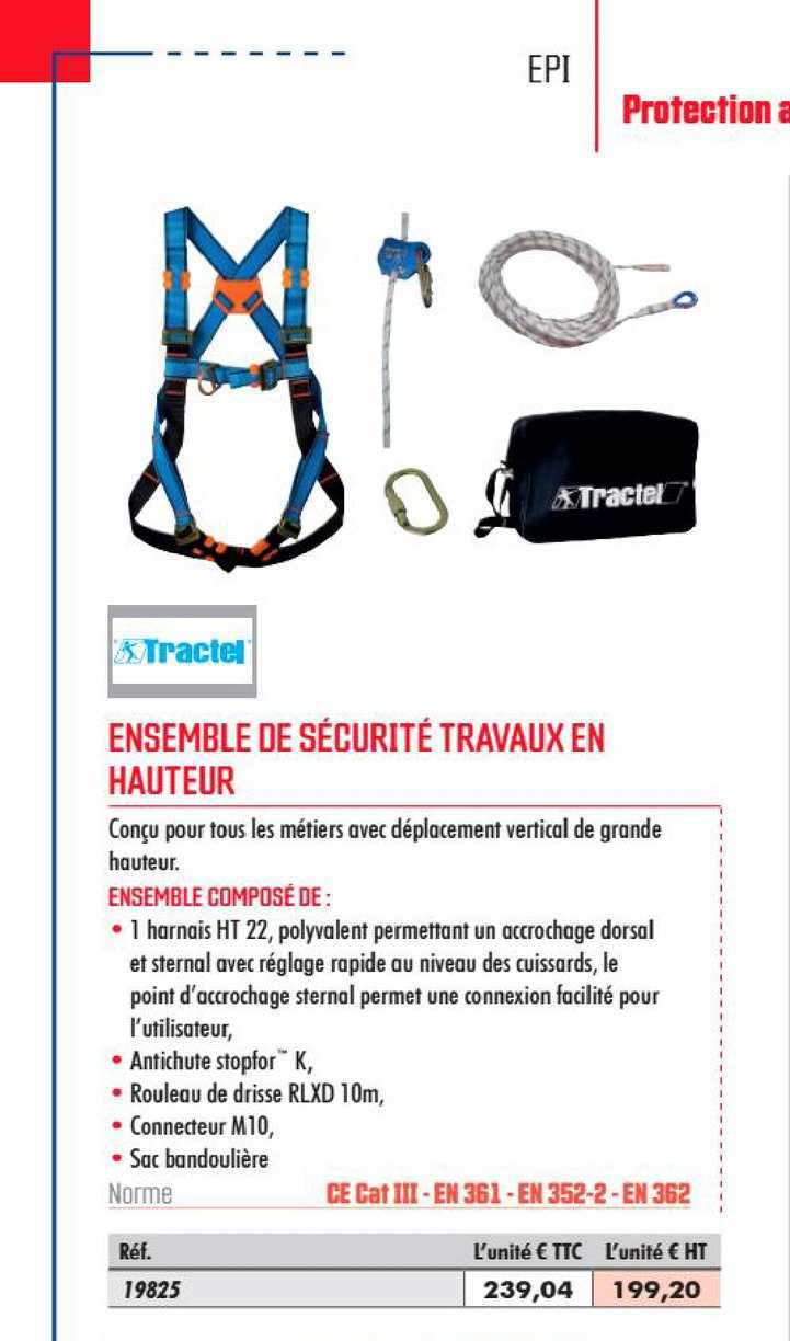 ensemble de sécurtié travaux en hauteur traciel