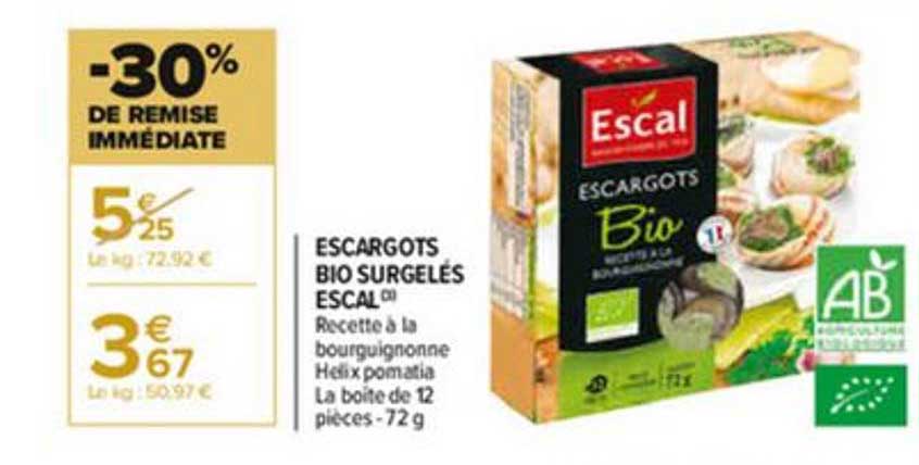 Escargots Bio Surgelés Escal