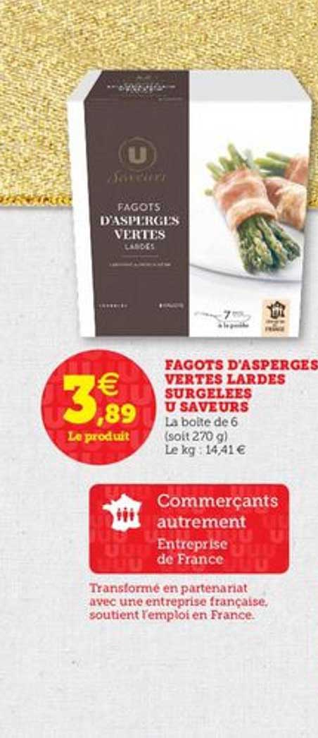 fagots d'asperges vertes lardes surgelées u saveurs