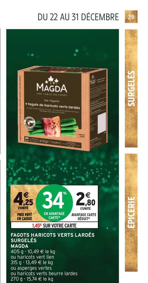 fagots haricots verts lardés surgelés magda