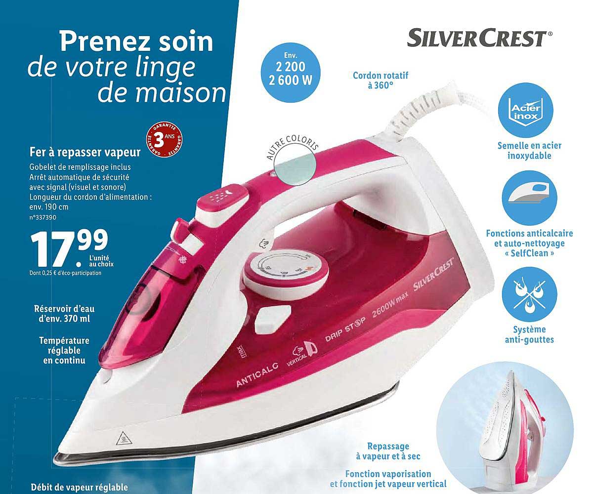fer à repasser vapeur silver crest