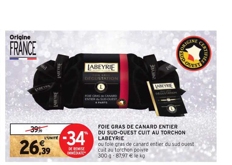 foie gras de canard entier du sud-ouest cuit au rochon labeyrie