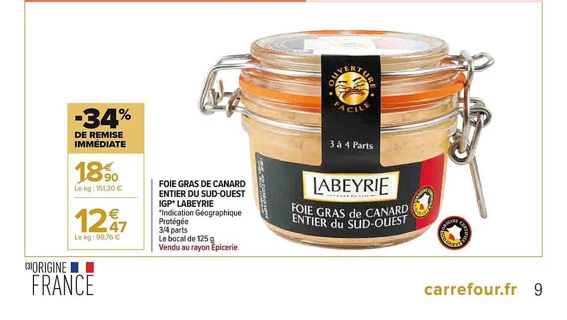 foie gras de canard entier du sud-ouest igp labeyrie
