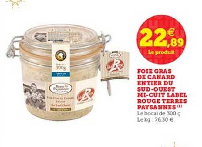 foie gras de canard entier du sud ouest mi cuit label rouge terres paysannes