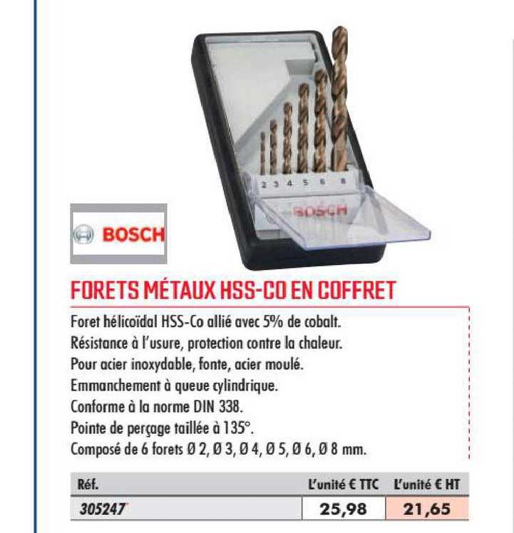 forets métaux hss co en coffret bosch