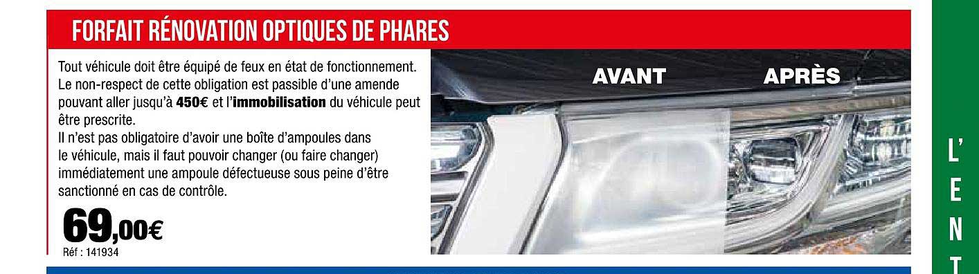 forfait rénovation optique de phares