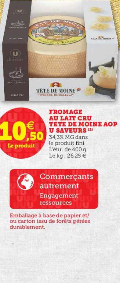 fromage au lait cru tête de moine aop u saveurs
