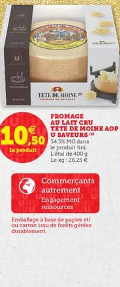 fromage au lait cru tête de moine aop u saveurs