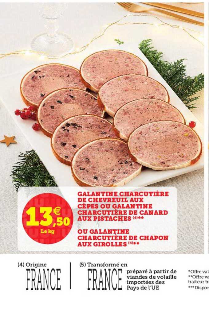Galantine Charcutière De Chevreuil Aux Cèpes Ou Galantine Charcutière De Canard Aux Pistaches Ou Galantine Charcutière De Chapon Aux Girolles