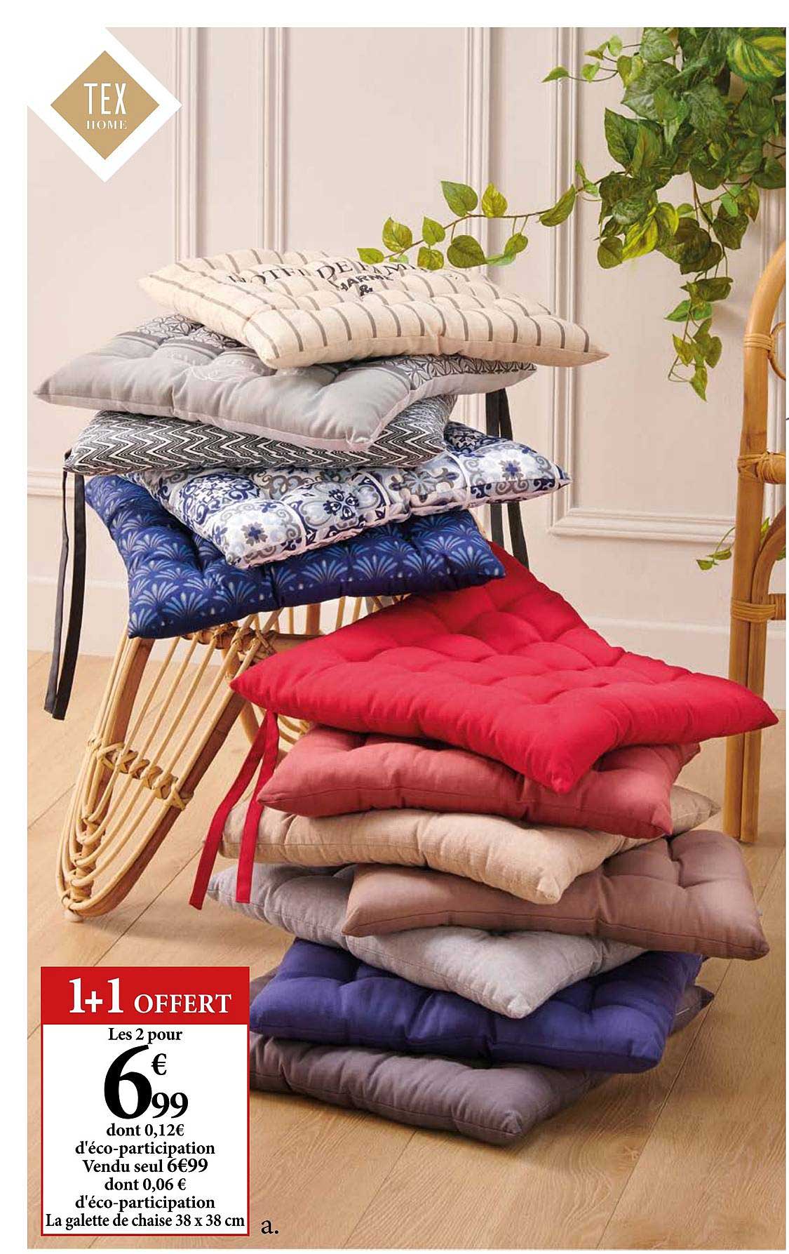 Galette De Chaise 38 X 38 Cm 1+1 Offert