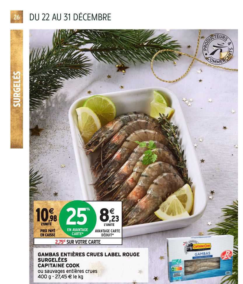 gambas entières crues label rouge surgelées capitaine cook
