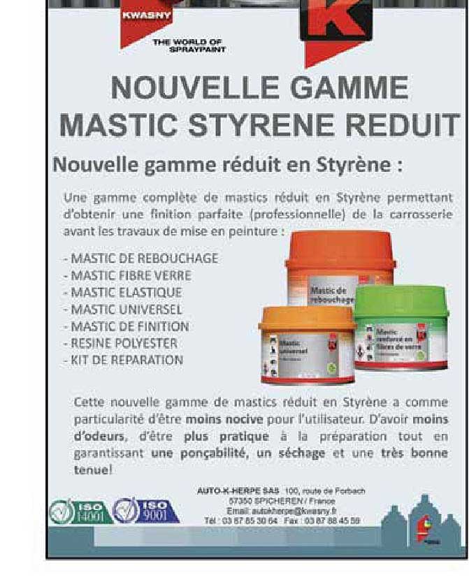 gamme mastic styrène réduit