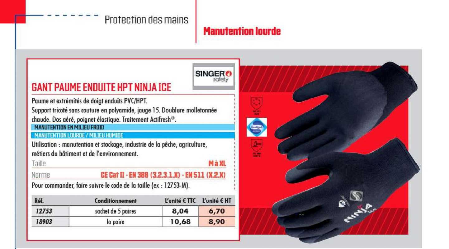 Gant Paume Enduite Hpt Ninja Ice Singer Safety