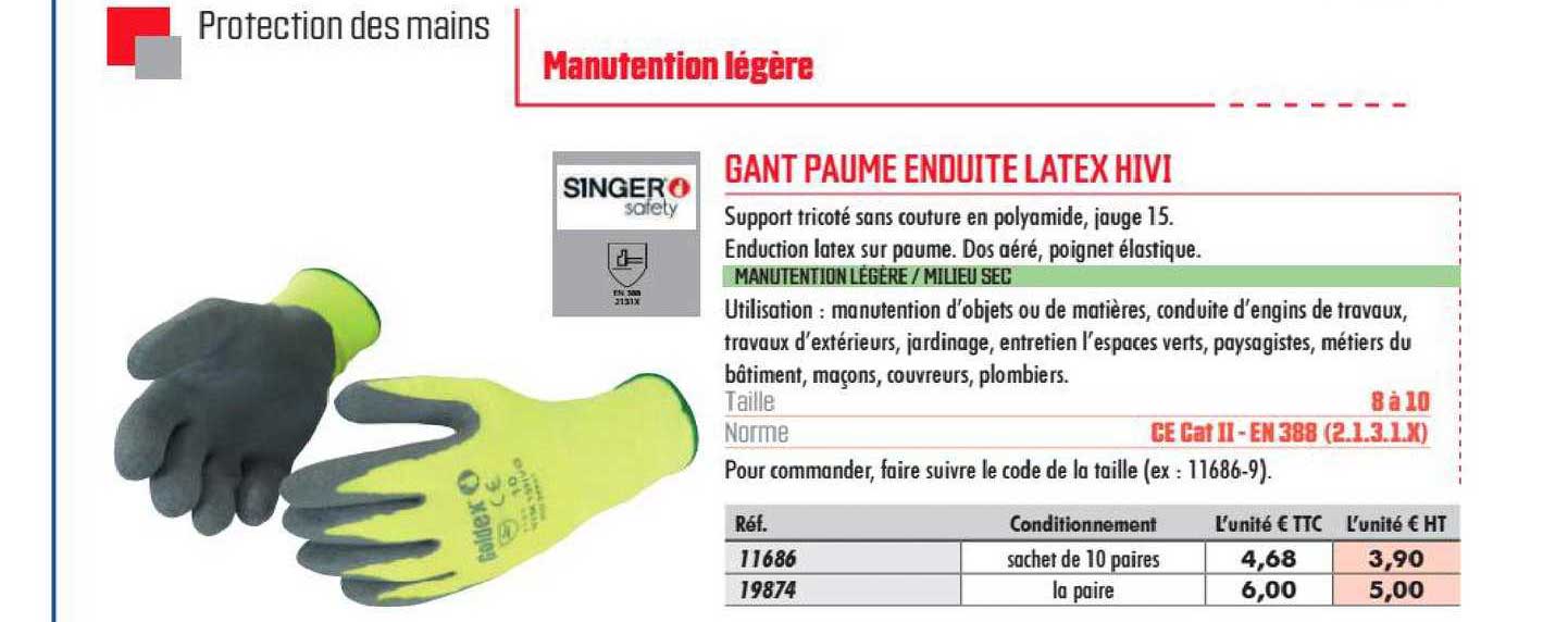 Gant Paume Enduite Latex Hivi Singer Safety