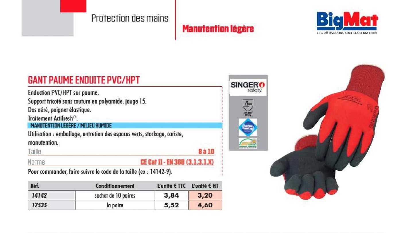 gant paume enduite pvc hpt singer safety