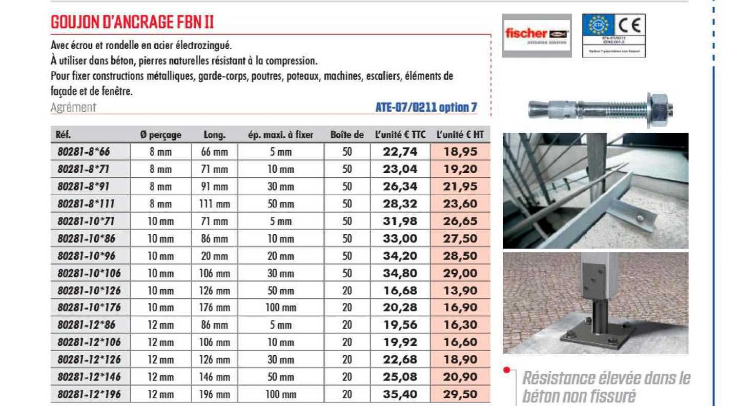goujon d'ancrage fbn ii fischer