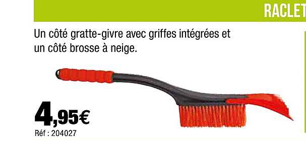 gratte-givre avec griffes intégrées et brosse à neige