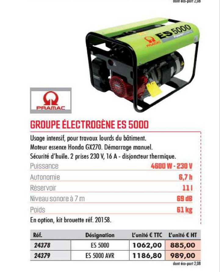 groupe électrogène es 5000 pramac