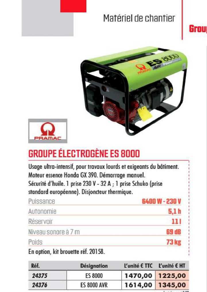 groupe électrogène es 8000 pramac