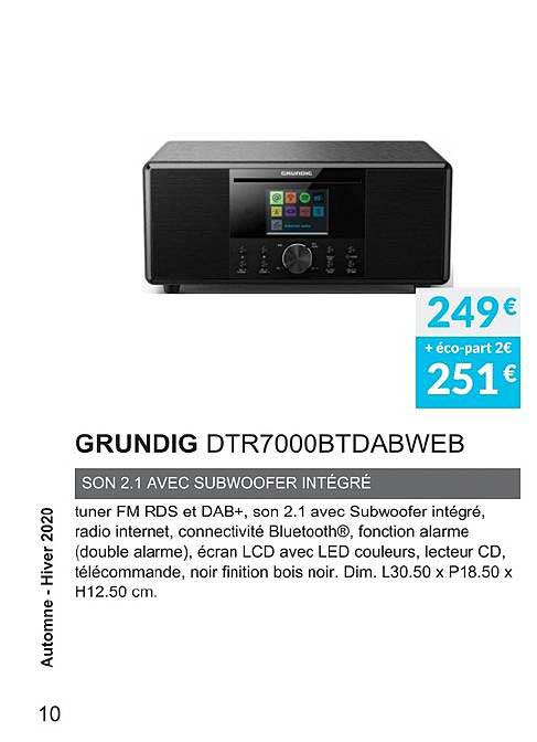 grundig dtr7000btdabweb son 2.1 avec subwoofer intégré