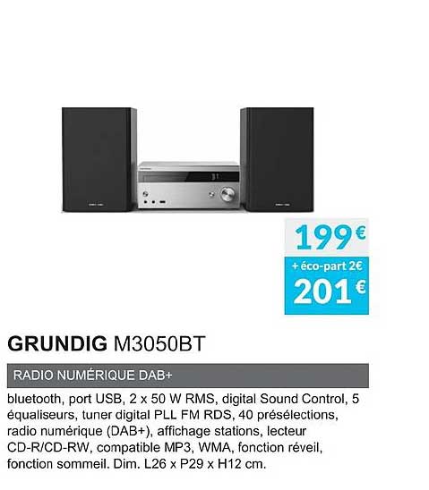 grundig m3050bt radio numérique dab+