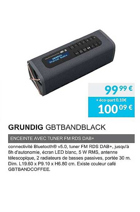 grunding gtbandblack enceinte avec tuner fm ros dab+
