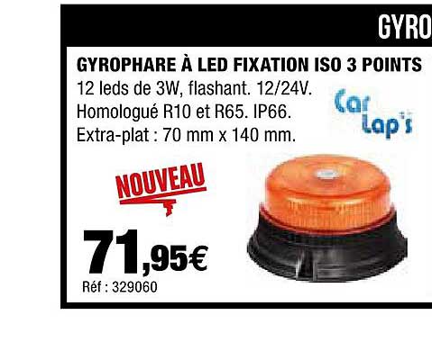 gyrophare à led fixation iso 3 points