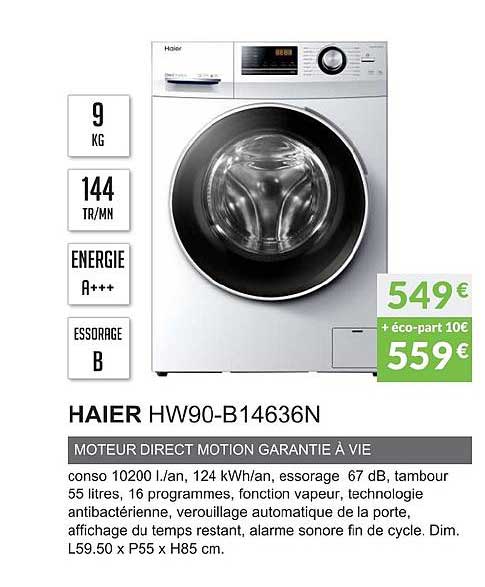 haier hw90 b 14636n moteur direct motion garantie à vie