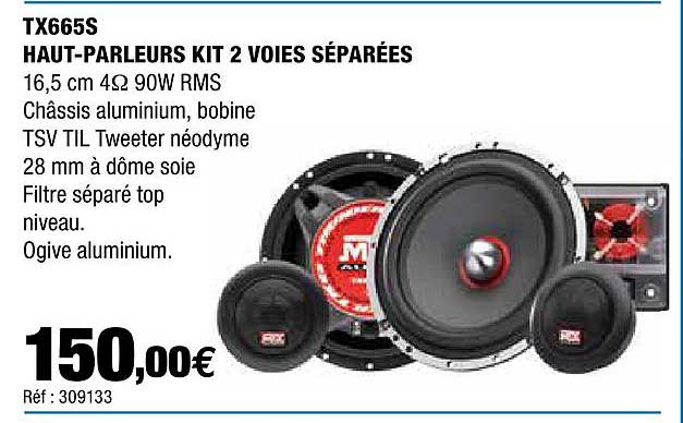 haut-parleurs kit 2 voies séparées tx665s