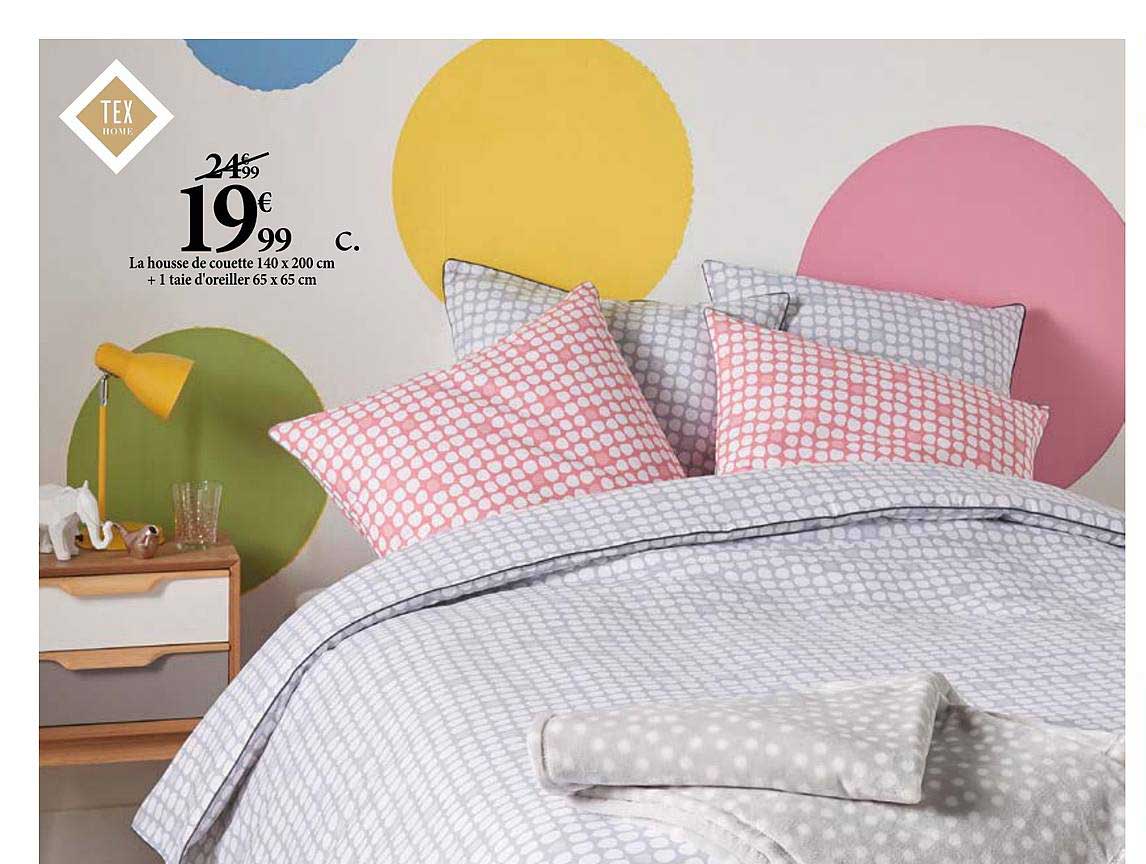 housse de couette 140 x 200 cm + 1 taie d'oreiller 65 x 65 cm tex