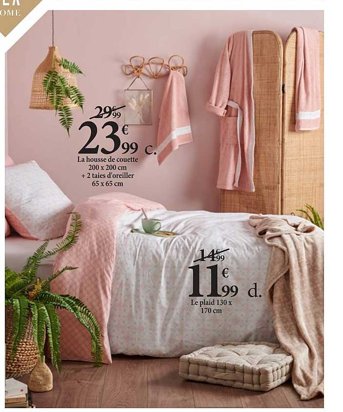 housse de couette 200 x 200 cm + 2 taies d'oreiller 65 x 65 cm plaid 130 x 170 cm