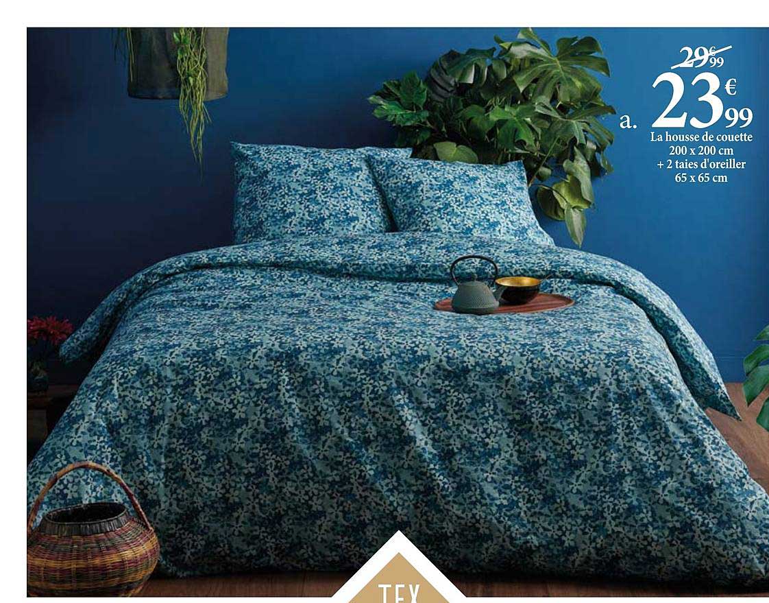 housse de couette 200 x 200 cm + 2 taies d'oreiller 65 x 65 cm