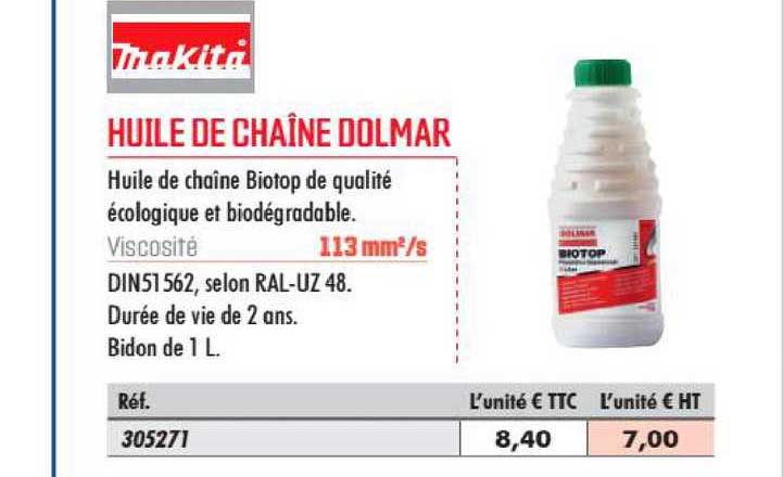 huile de chaîne dolmar makita
