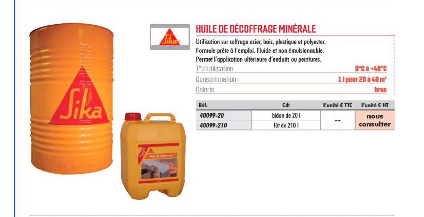 Huile De Décoffrage Minérale