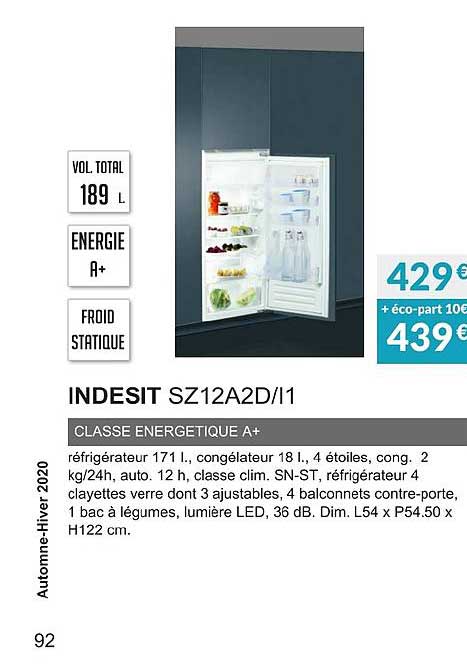 indesit sz12a2d l1 classe energetique a+
