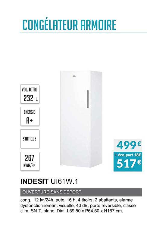 indesit ui61w 1 ouverture sans déport