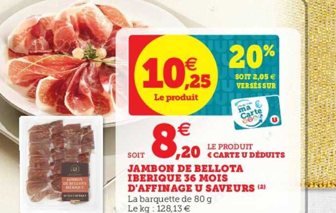 jambon de bellota ibérique 36 mois d'affinage u saveurs