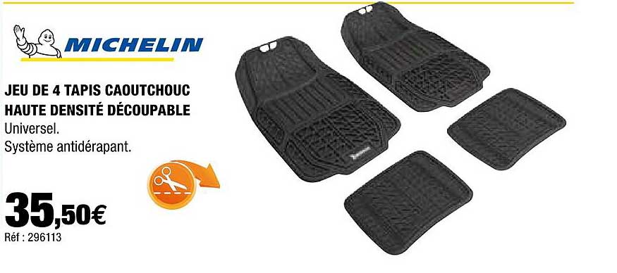 jeu de 4 tapis caoutchouc haute densité découpable