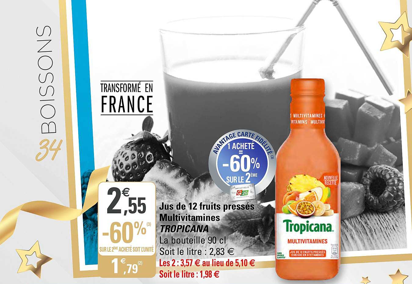jus de 12 fruits pressés multivitamines tropicana